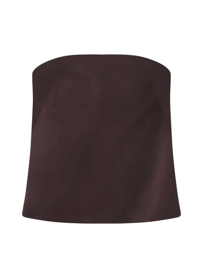 Women Ani Strapless Satin Top Chocolate Plum ALC Tops