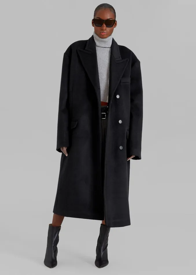 Women Anya Oversized Coat 8211 Black The Frankie Shop Outerwear
