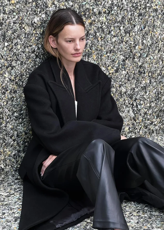 Women Anya Oversized Coat 8211 Black The Frankie Shop Outerwear