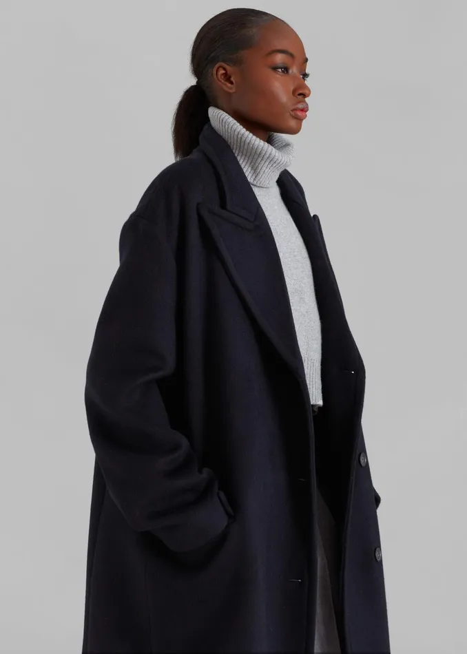 Women Anya Oversized Coat 8211 Black The Frankie Shop Outerwear