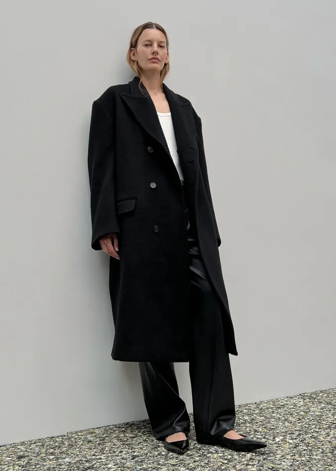 Women Anya Oversized Coat 8211 Black The Frankie Shop Outerwear