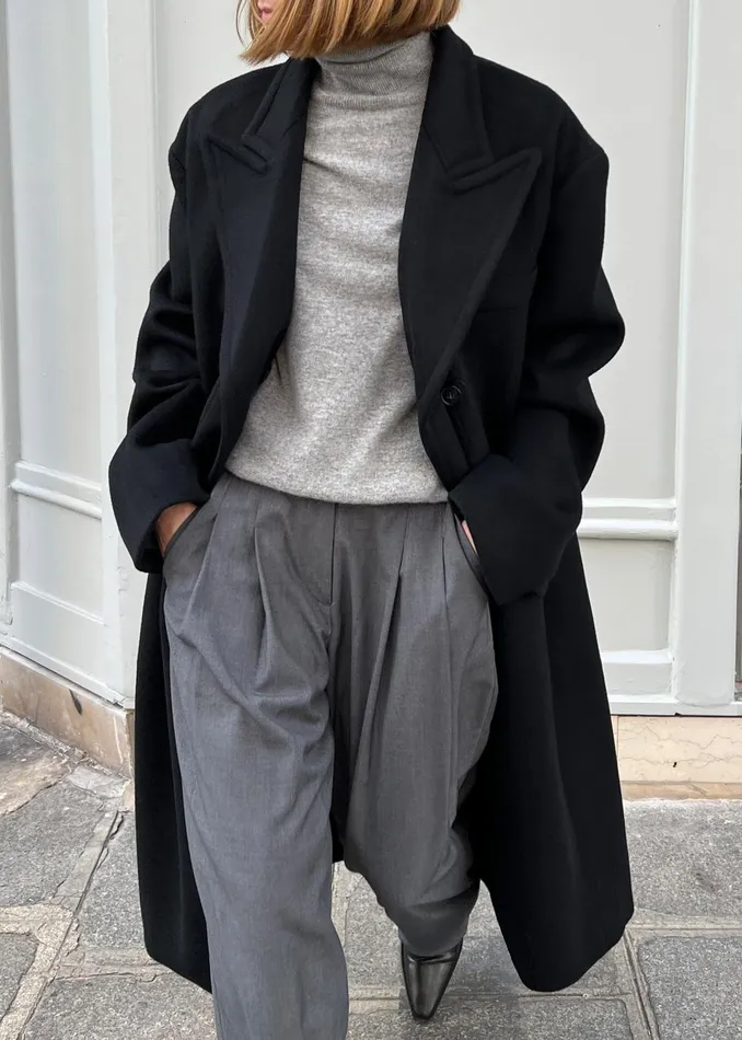 Women Anya Oversized Coat 8211 Black The Frankie Shop Outerwear