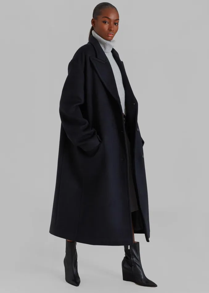 Women Anya Oversized Coat 8211 Black The Frankie Shop Outerwear