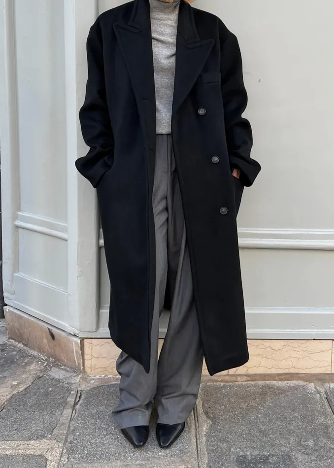 Women Anya Oversized Coat 8211 Black The Frankie Shop Outerwear