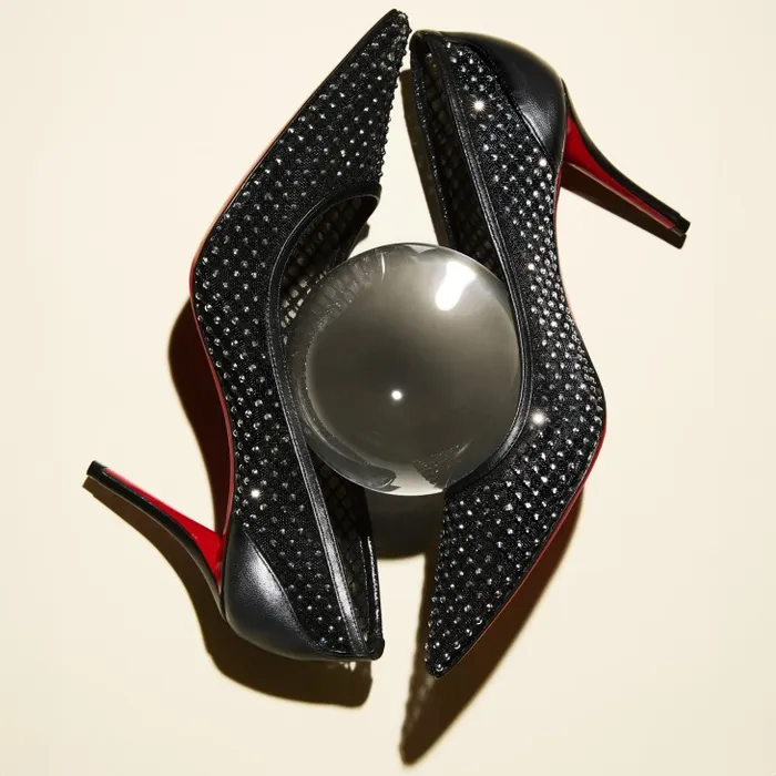 Women Apostropha Mesh Strass 80 Mm Pumps 8211 Strass Mesh And Nappa Leather 8211 Black Christian Louboutin Pumps