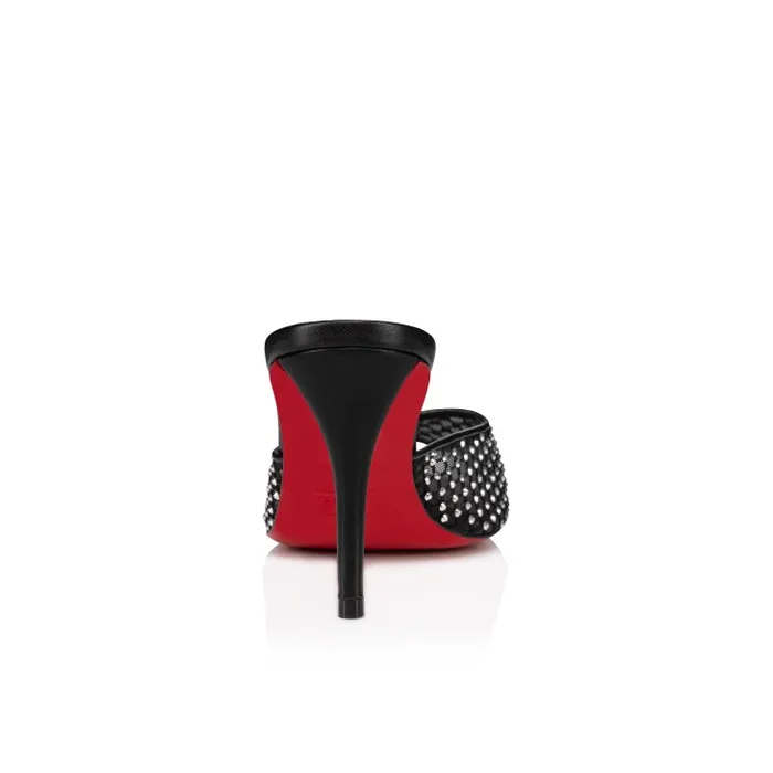 Women Apostropha Mule Mesh Strass 80 Mm Mules 8211 Mesh Nappa Leather And Strass 8211 Black Christian Louboutin Sandals and Slides