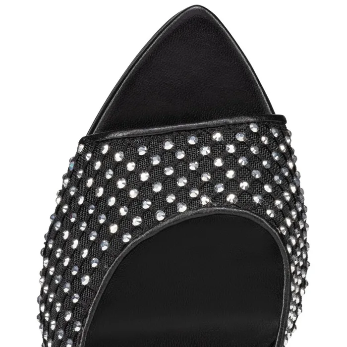 Women Apostropha Mule Mesh Strass 80 Mm Mules 8211 Mesh Nappa Leather And Strass 8211 Black Christian Louboutin Sandals and Slides