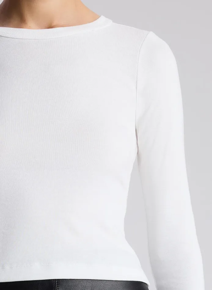 Women Ari Cotton Rib Long Sleeve Tee White ALC Tops
