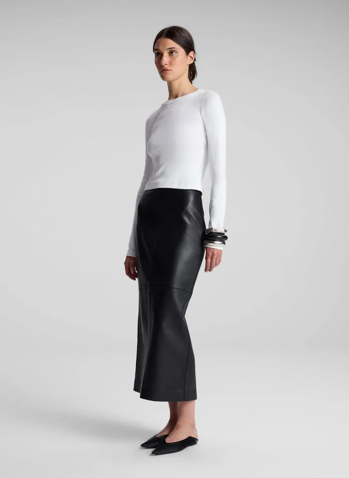 Women Ari Cotton Rib Long Sleeve Tee White ALC Tops