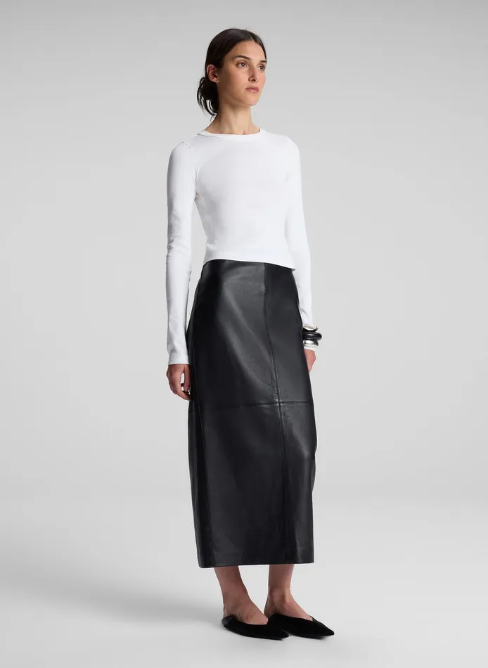 Women Ari Cotton Rib Long Sleeve Tee White ALC Tops