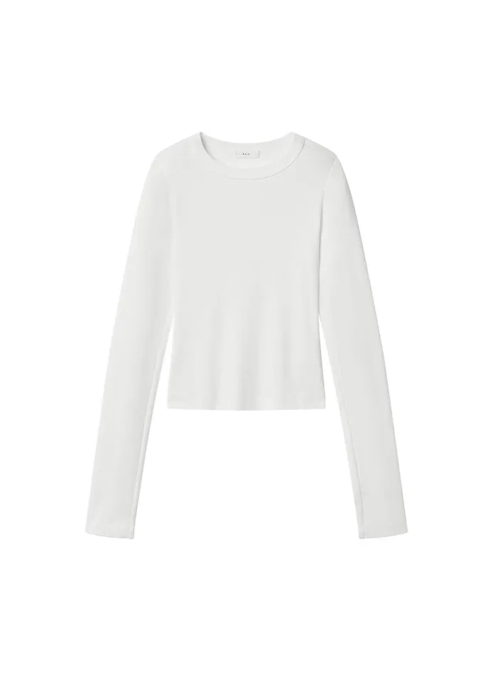 Women Ari Cotton Rib Long Sleeve Tee White ALC Tops