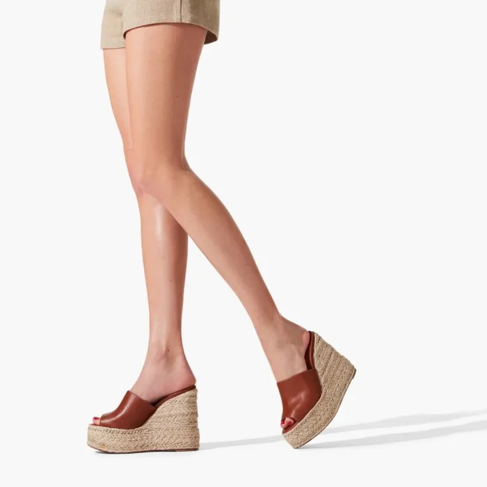 Women Ariella Zeppa 130 Mm Espadrilles 8211 Calf Leather 8211 Cuoio Christian Louboutin Platforms Women Ariella Zeppa 130 Mm Espadrilles 8211 Calf Leather 8211 Cuoio Christian Louboutin Platforms