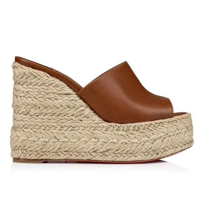 Women Ariella Zeppa 130 Mm Espadrilles 8211 Calf Leather 8211 Cuoio Christian Louboutin Platforms