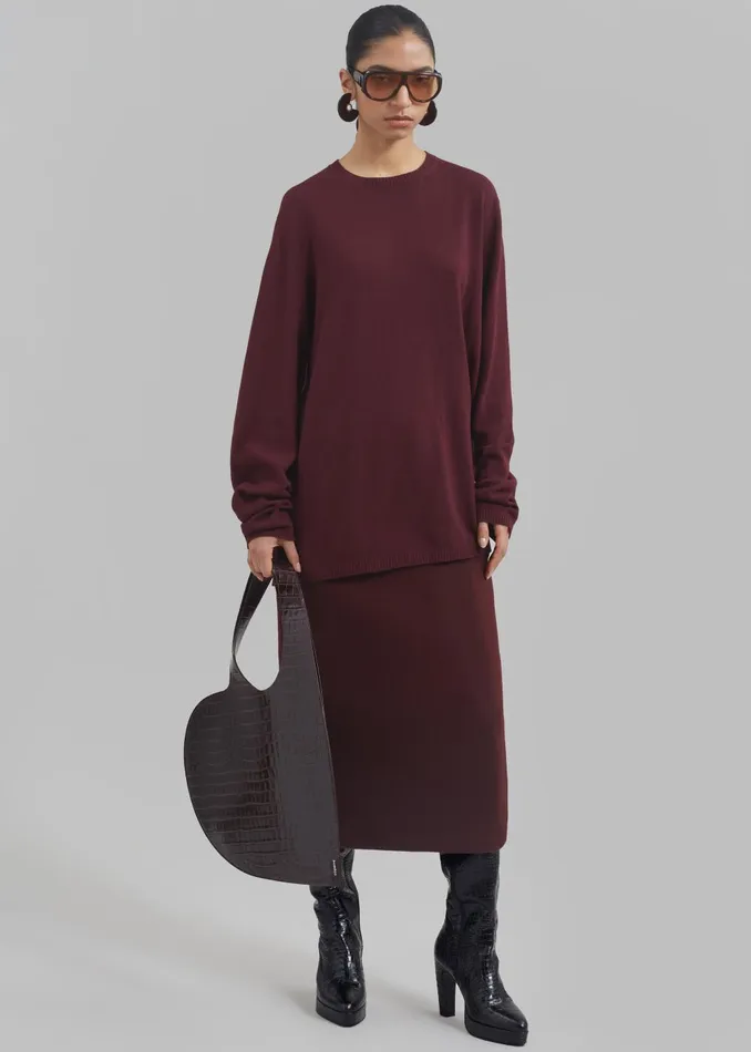 Women Arley Midi Skirt 8211 Burgundy The Frankie Shop Bottoms
