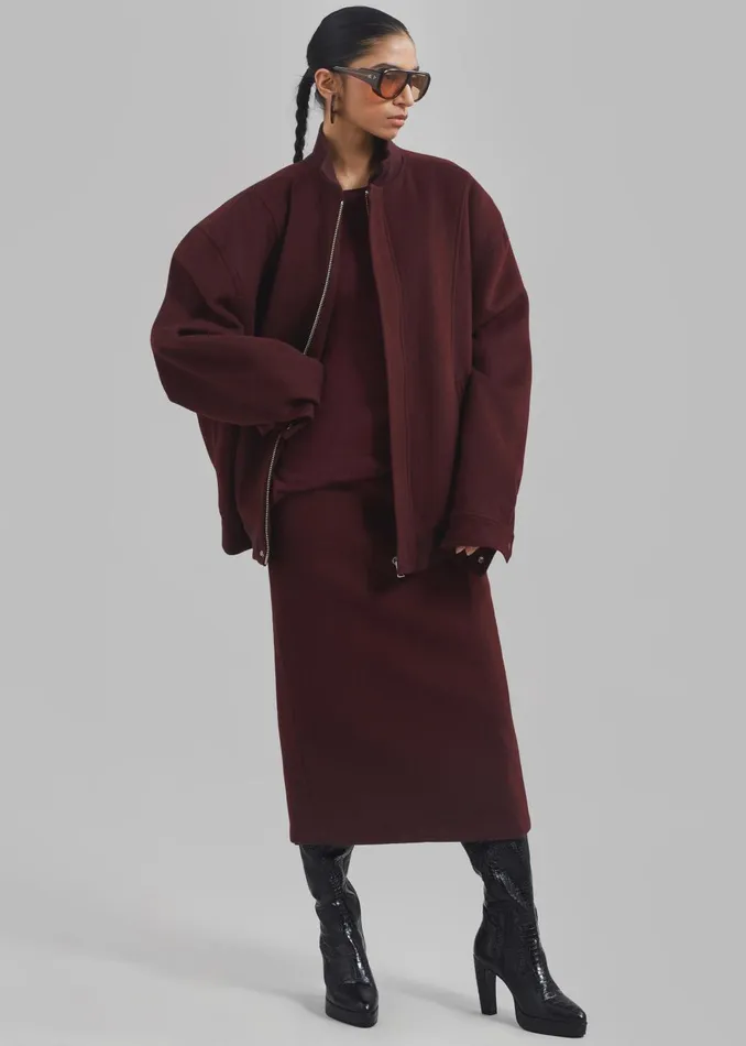 Women Arley Midi Skirt 8211 Burgundy The Frankie Shop Bottoms