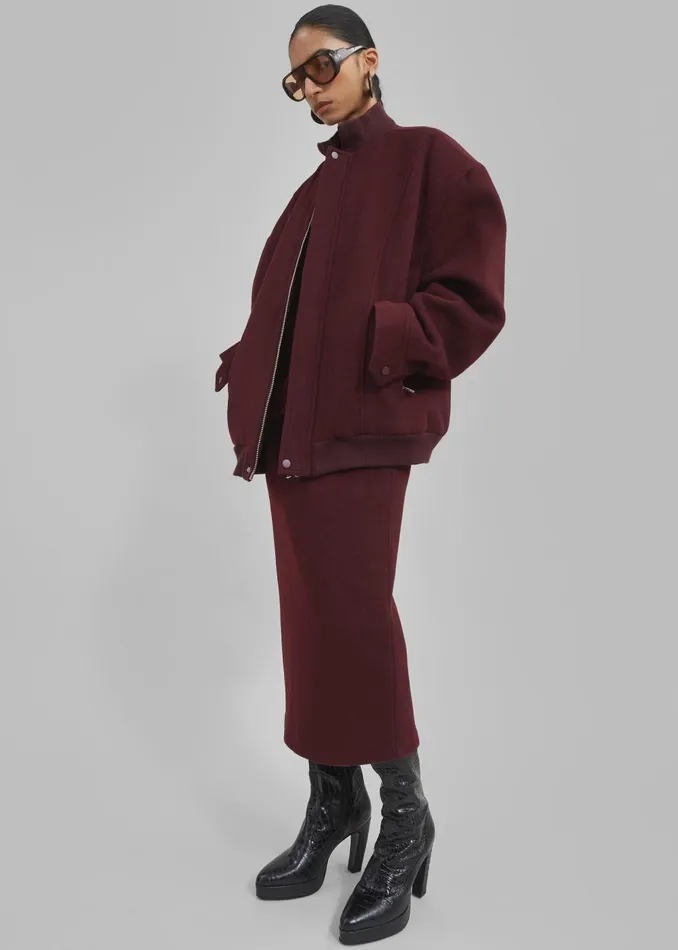 Women Arley Midi Skirt 8211 Burgundy The Frankie Shop Bottoms
