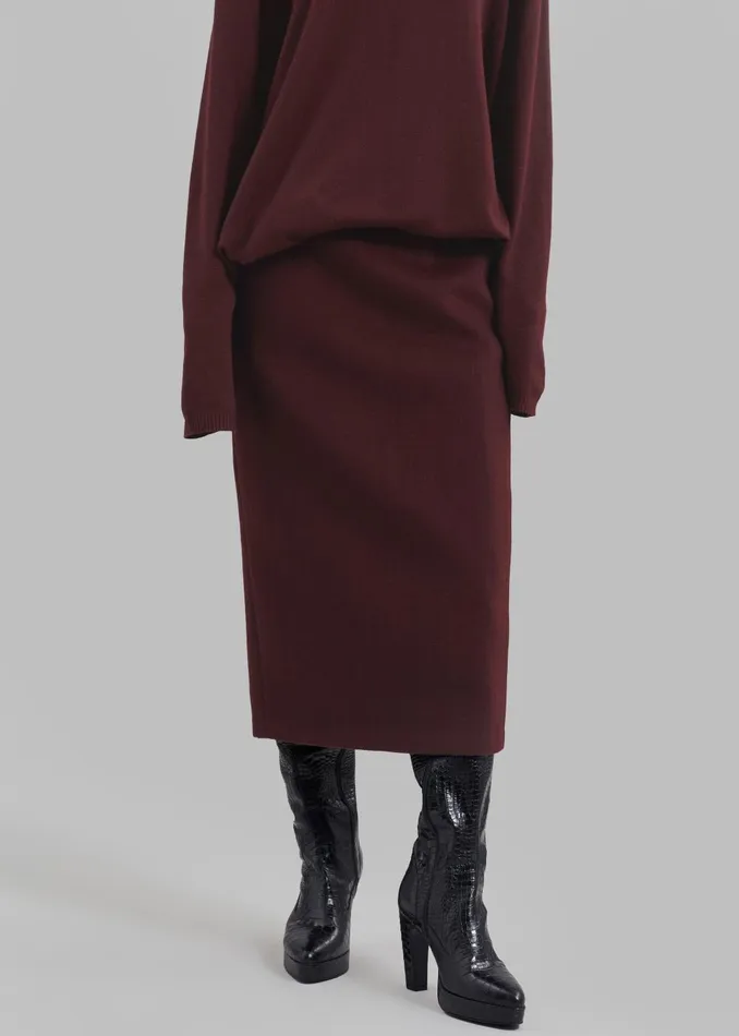 Women Arley Midi Skirt 8211 Burgundy The Frankie Shop Bottoms