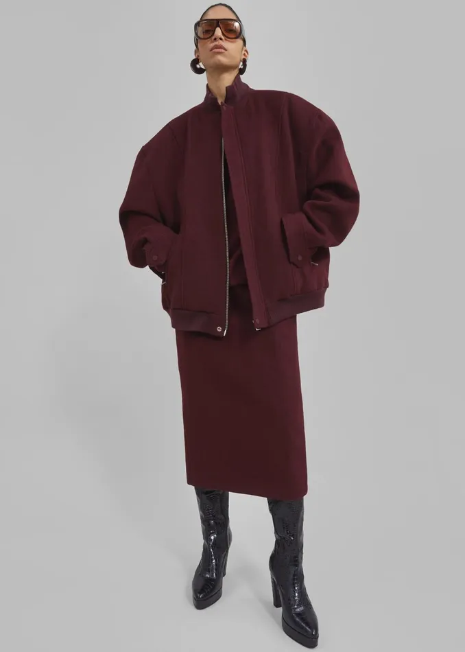 Women Arley Midi Skirt 8211 Burgundy The Frankie Shop Bottoms