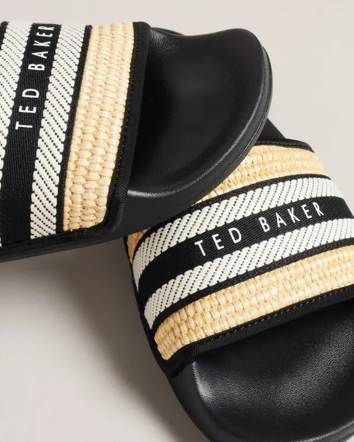 Women ASEEKA 8211 Raffia Webbing Sliders Black Ted Baker Trainers Women ASEEKA 8211 Raffia Webbing Sliders Black Ted Baker Trainers