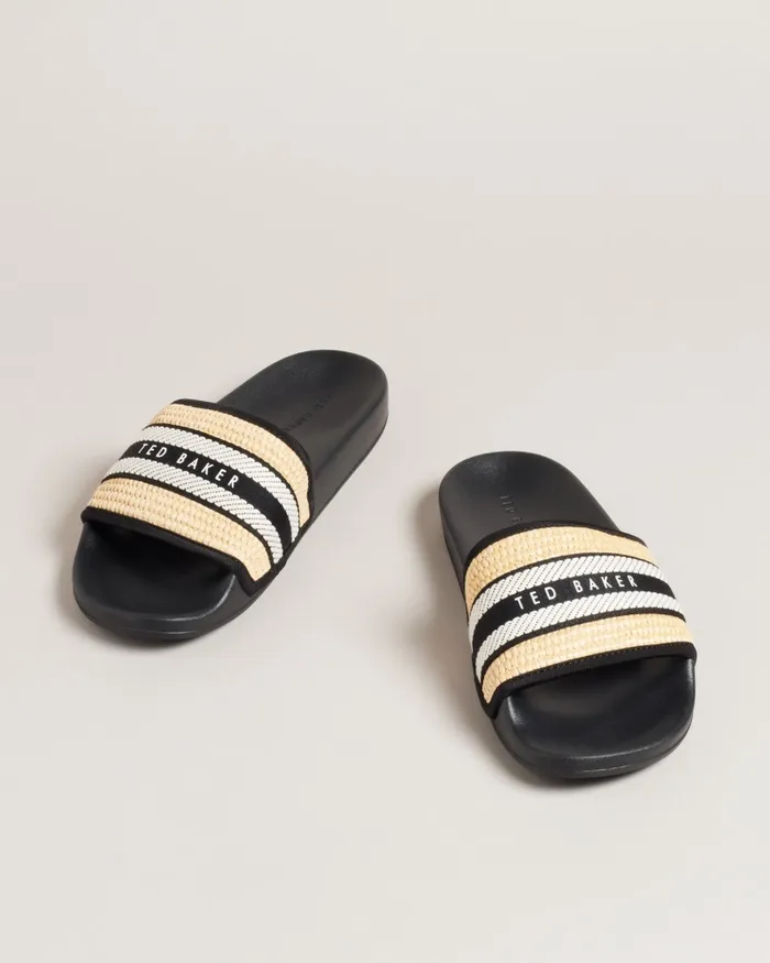 Women ASEEKA 8211 Raffia Webbing Sliders Black Ted Baker Trainers Women ASEEKA 8211 Raffia Webbing Sliders Black Ted Baker Trainers