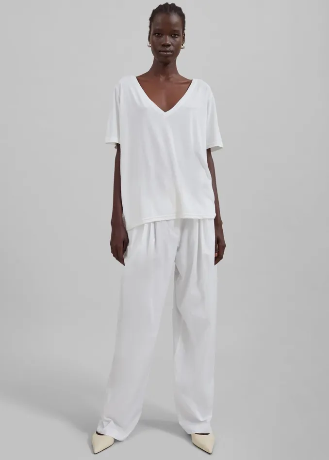 Women Asten VNeck TShirt 8211 White The Frankie Shop Tops