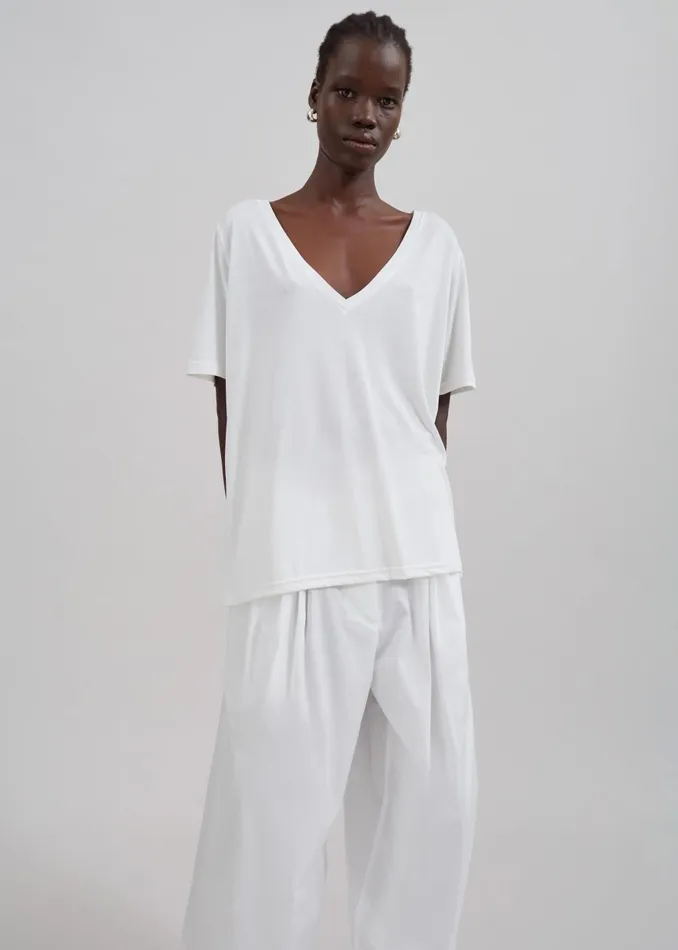 Women Asten VNeck TShirt 8211 White The Frankie Shop Tops