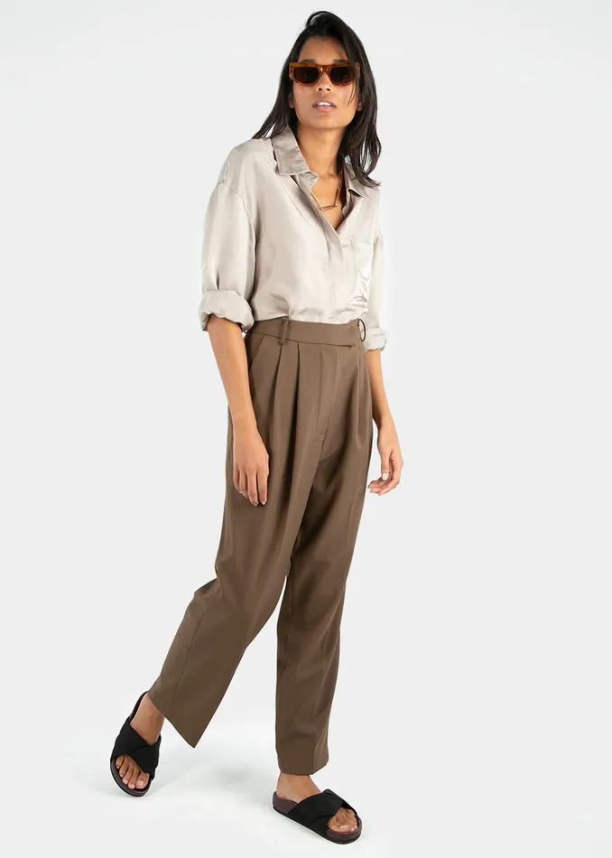 Women Bea Suit Pants 8211 Chocolate The Frankie Shop Bottoms