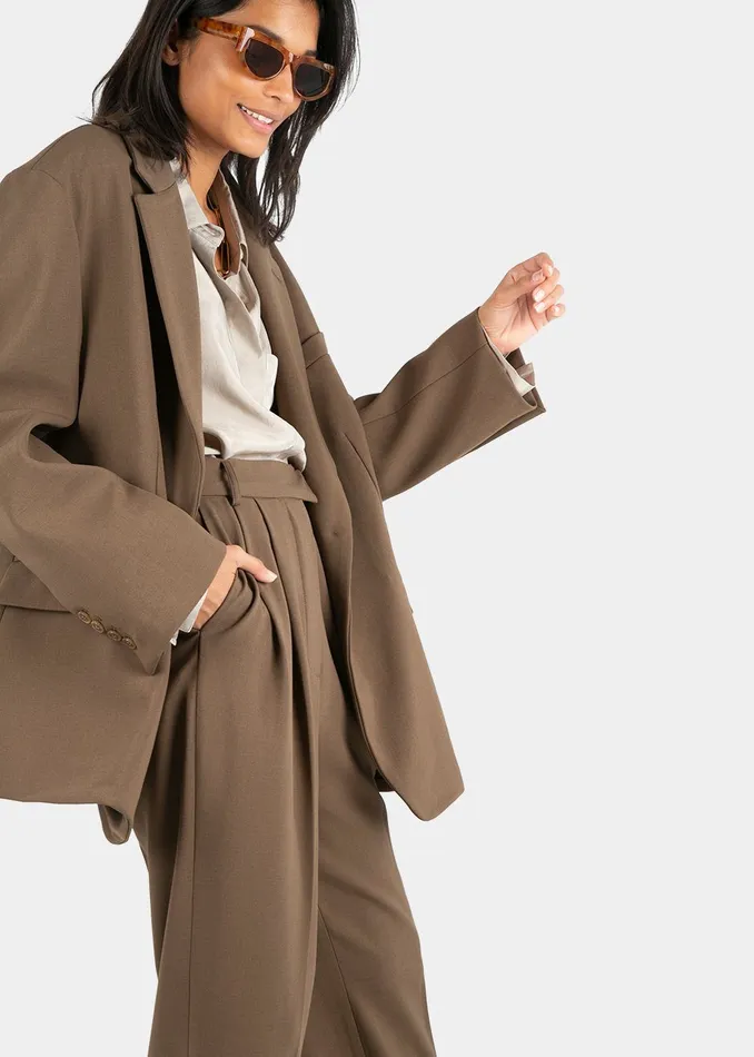 Women Bea Suit Pants 8211 Chocolate The Frankie Shop Bottoms
