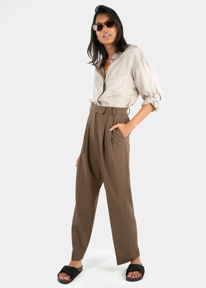 Women Bea Suit Pants 8211 Chocolate The Frankie Shop Bottoms