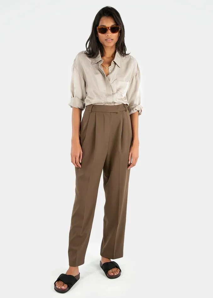 Women Bea Suit Pants 8211 Chocolate The Frankie Shop Bottoms