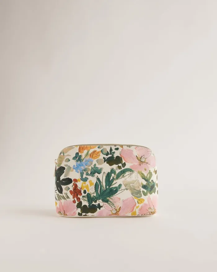 Women BECCAAS 8211 Floral Print Textured Makeup Bag Cream Ted Baker Wash and Makeup Bags
