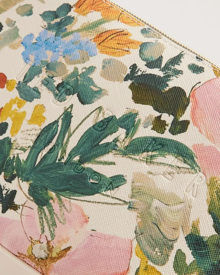 Women BECCAAS 8211 Floral Print Textured Makeup Bag Cream Ted Baker Wash and Makeup Bags