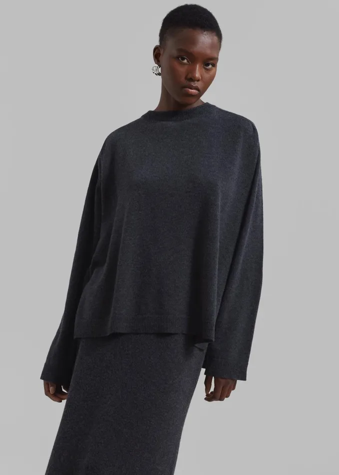 Women Bellamy Wool Sweater 8211 Charcoal The Frankie Shop Knitwear