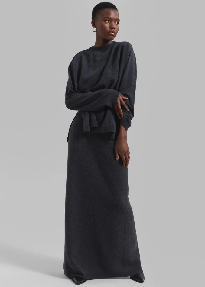 Women Bellamy Wool Sweater 8211 Charcoal The Frankie Shop Knitwear