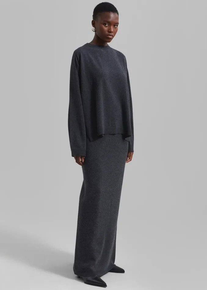 Women Bellamy Wool Sweater 8211 Charcoal The Frankie Shop Knitwear