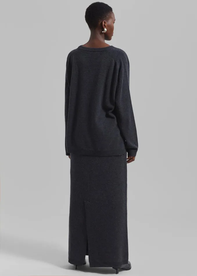 Women Bellamy Wool Sweater 8211 Charcoal The Frankie Shop Knitwear