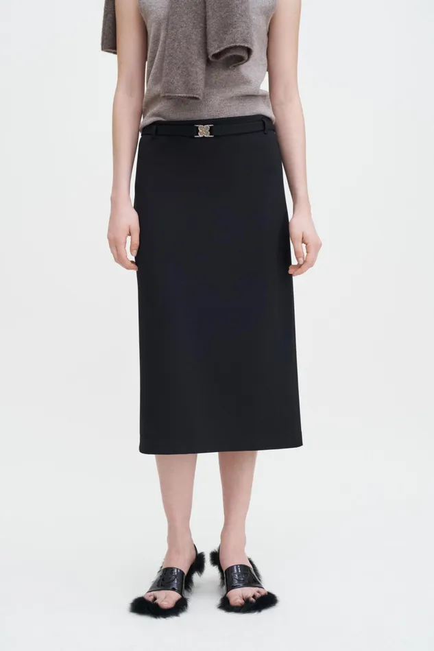 Women Belted Jersey Skirt Black Filippa K Skirts