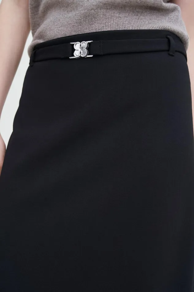 Women Belted Jersey Skirt Black Filippa K Skirts