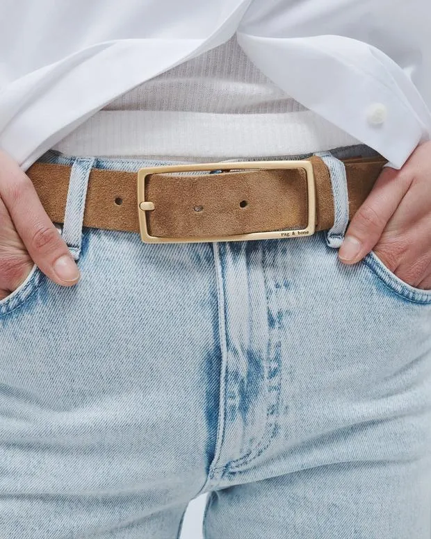 Women Belts Rag and Bone Rebound Suede Belt Camel