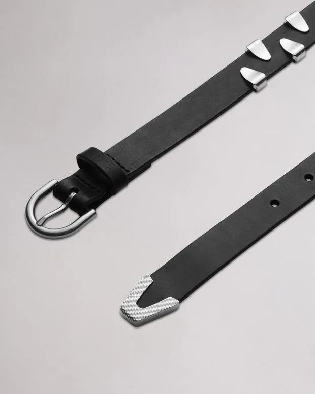Women Belts Rag and Bone Spire Leather Belt Black