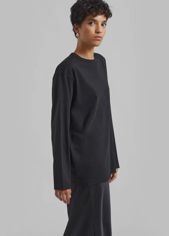 Women Bennett Long Sleeves Tee 8211 Black The Frankie Shop Tops