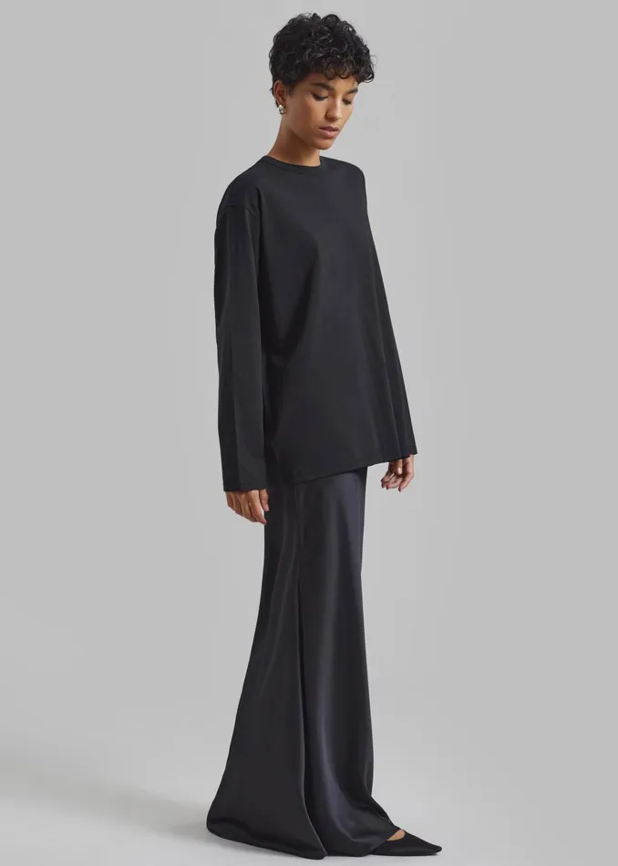 Women Bennett Long Sleeves Tee 8211 Black The Frankie Shop Tops