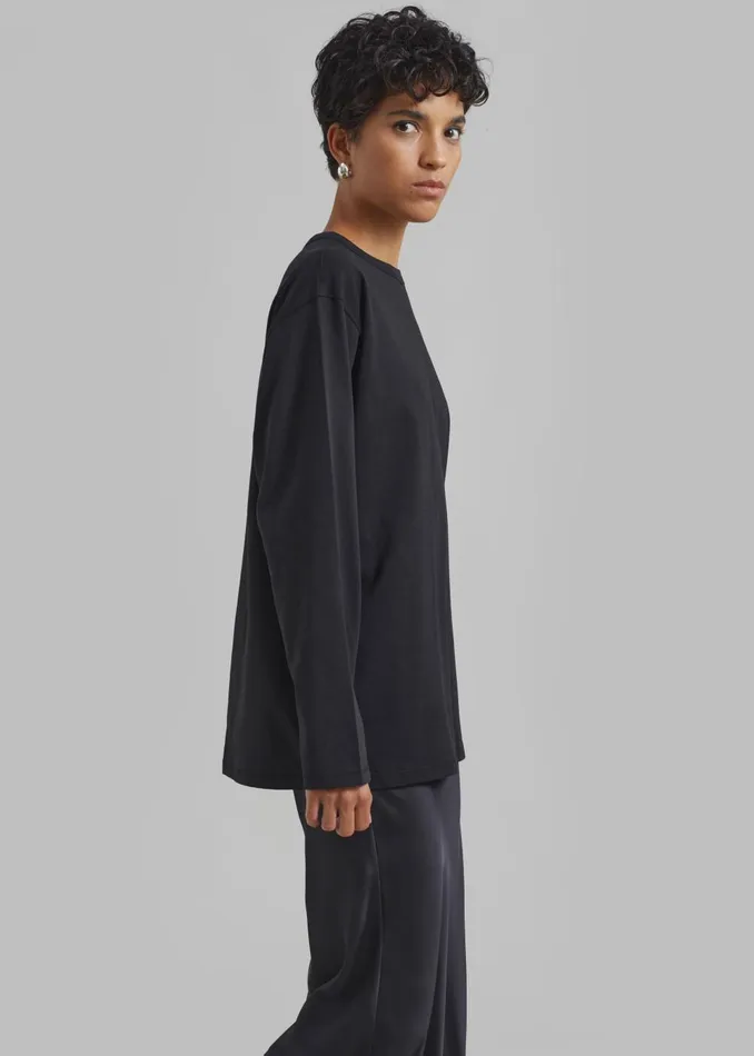 Women Bennett Long Sleeves Tee 8211 Black The Frankie Shop Tops