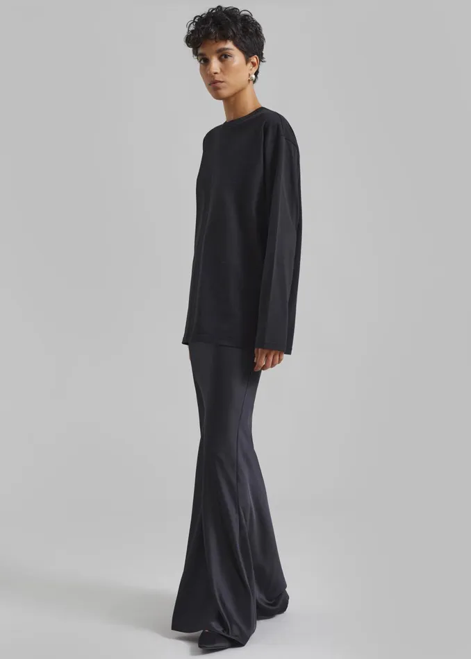 Women Bennett Long Sleeves Tee 8211 Black The Frankie Shop Tops