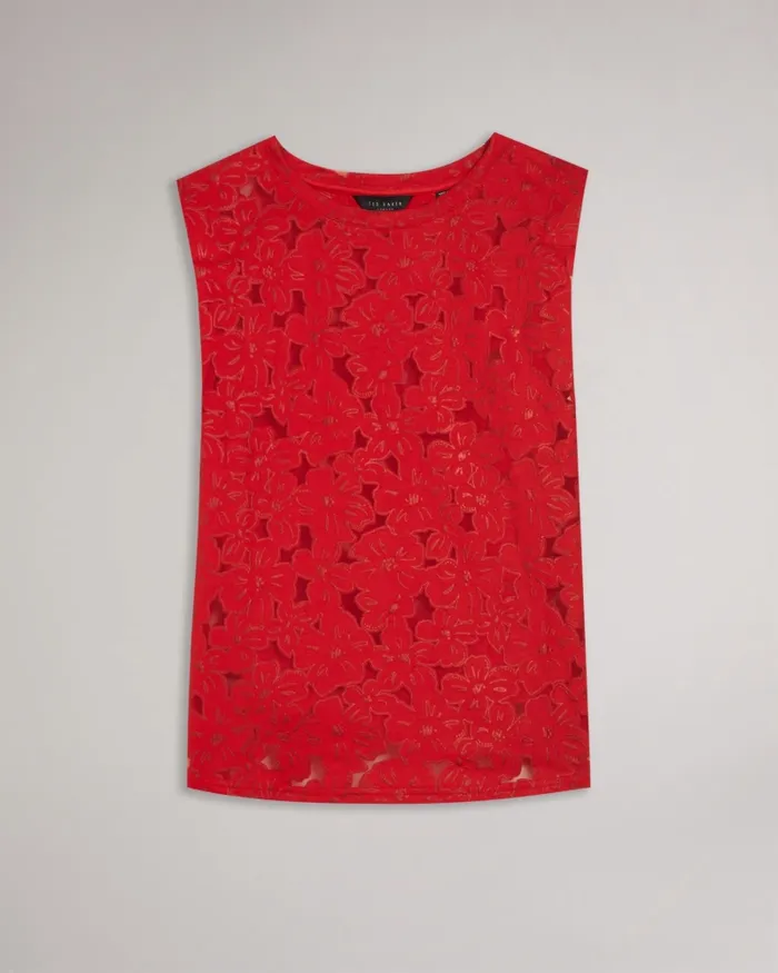 Women BETTYAN 8211 Devor Floral Boxy Fit Top Red Ted Baker Tops and Blouses