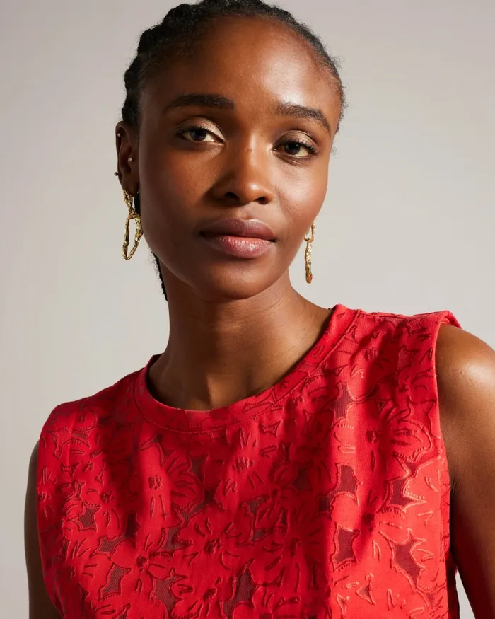 Women BETTYAN 8211 Devor Floral Boxy Fit Top Red Ted Baker Tops and Blouses Women BETTYAN 8211 Devor Floral Boxy Fit Top Red Ted Baker Tops and Blouses