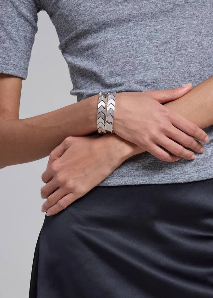 Women Bevza Flat Spikelet Bracelet 8211 Steel Grey The Frankie Shop