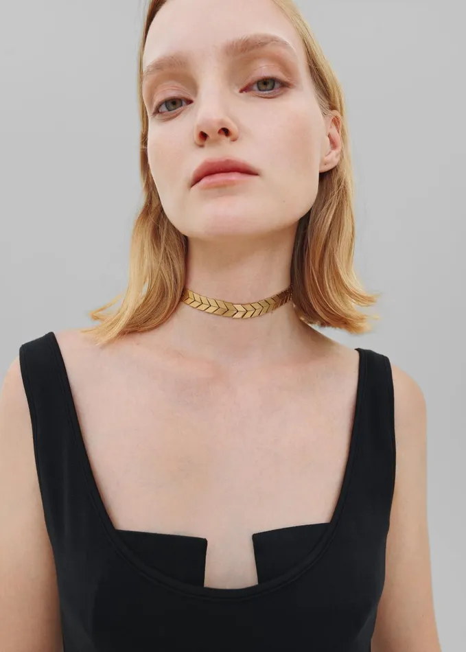 Women Bevza Flat Spikelet Choker 8211 Gold The Frankie Shop