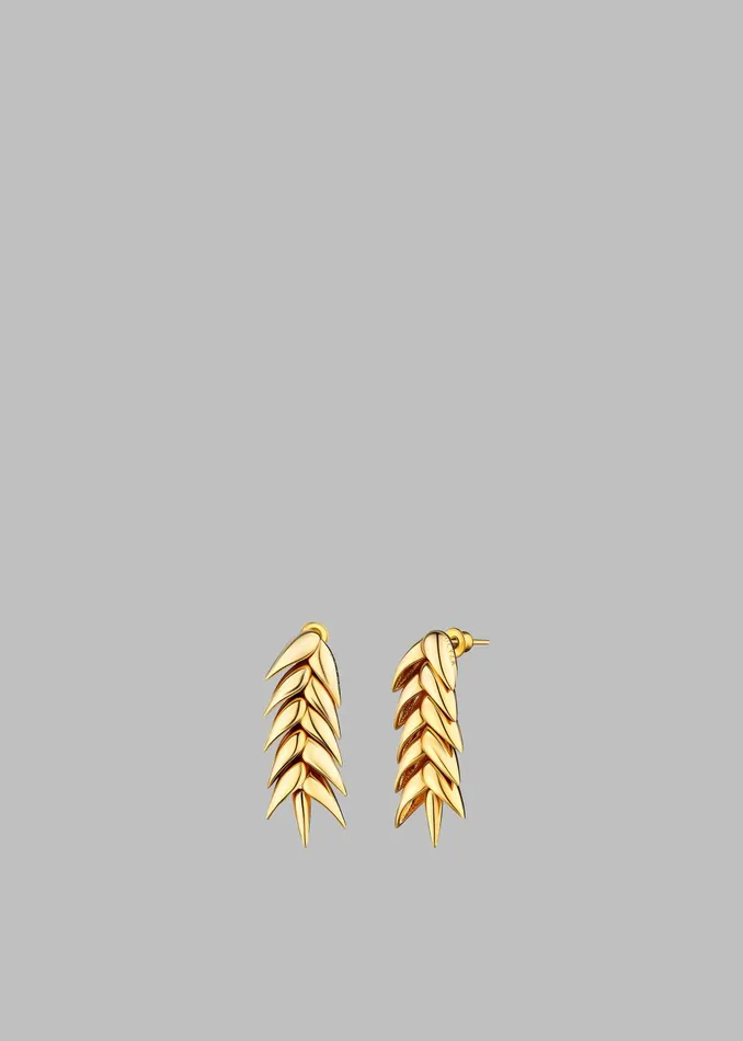 Women Bevza Spikelet Short Earrings 8211 Gold The Frankie Shop