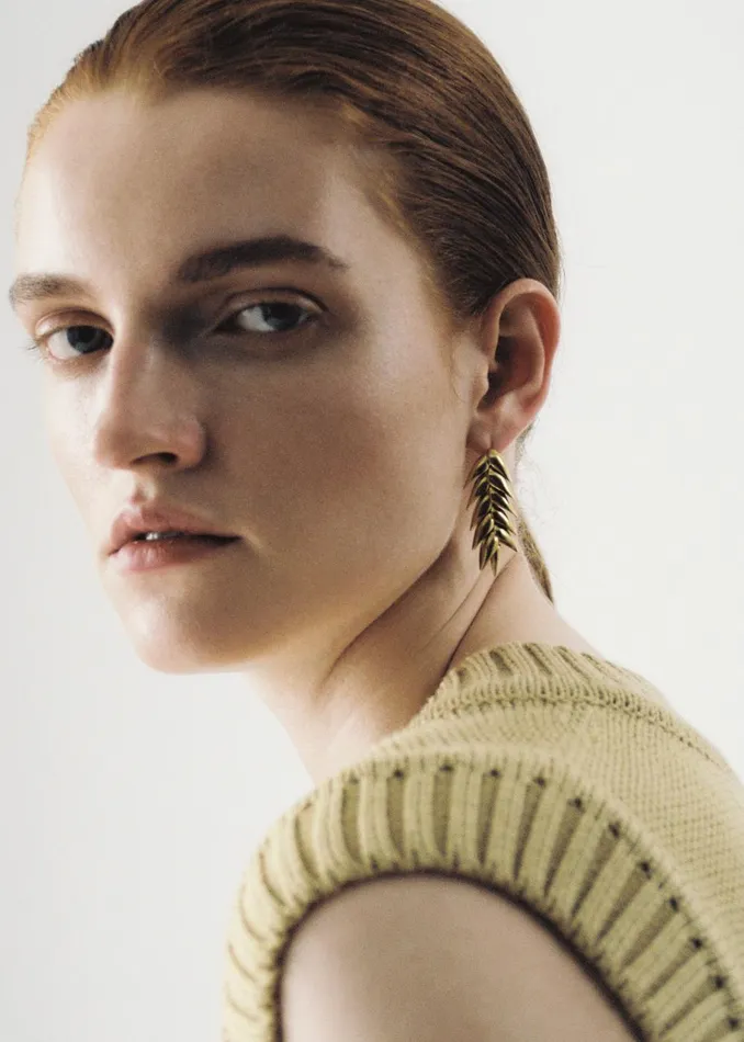 Women Bevza Spikelet Short Earrings 8211 Gold The Frankie Shop